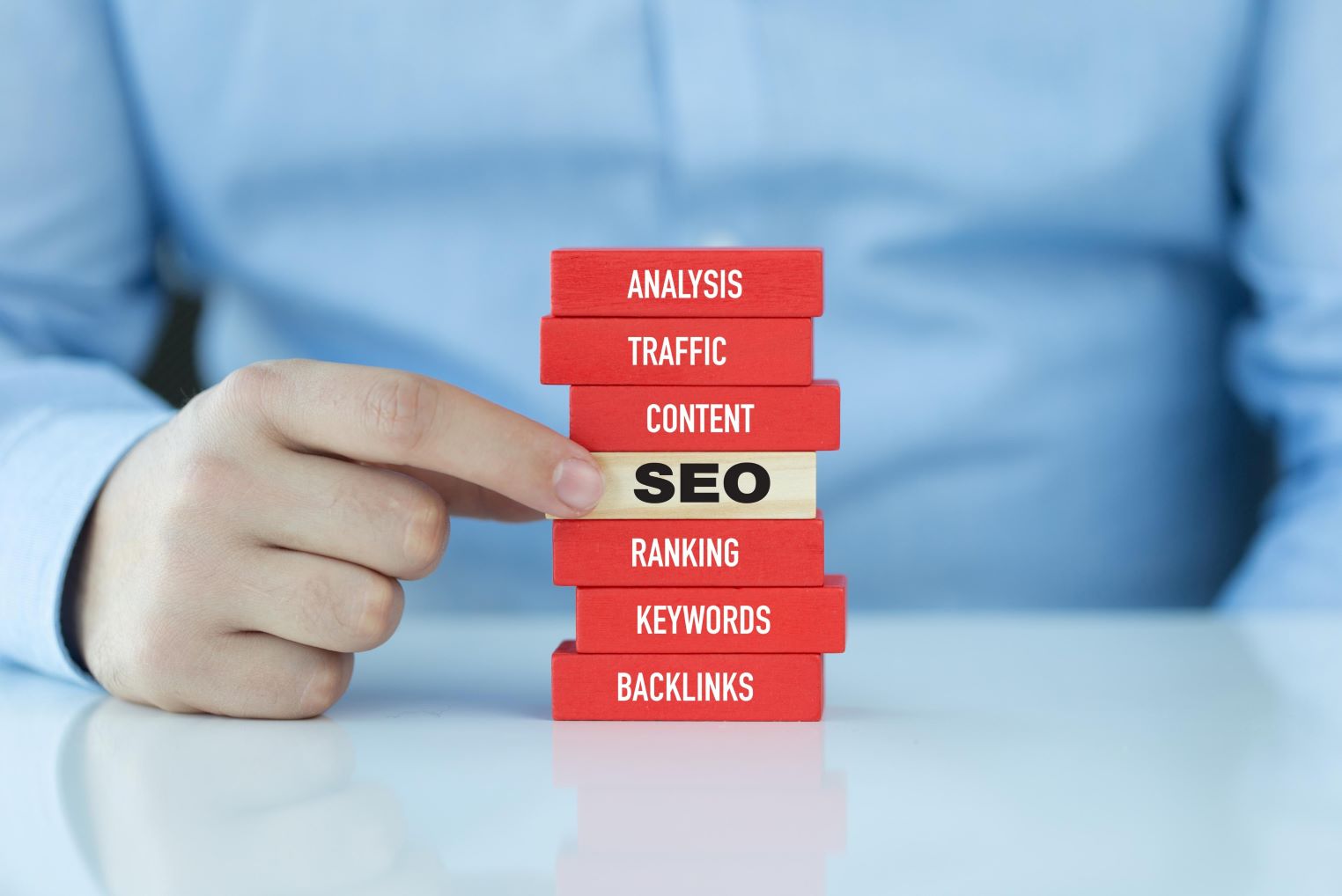 seo search engine optimization (2) Image of a colorful toy brick, featuring SEO & Reputation Management and highlighting the concept of SEO search engine optimization building blocks.